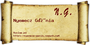 Nyemecz Génia névjegykártya
